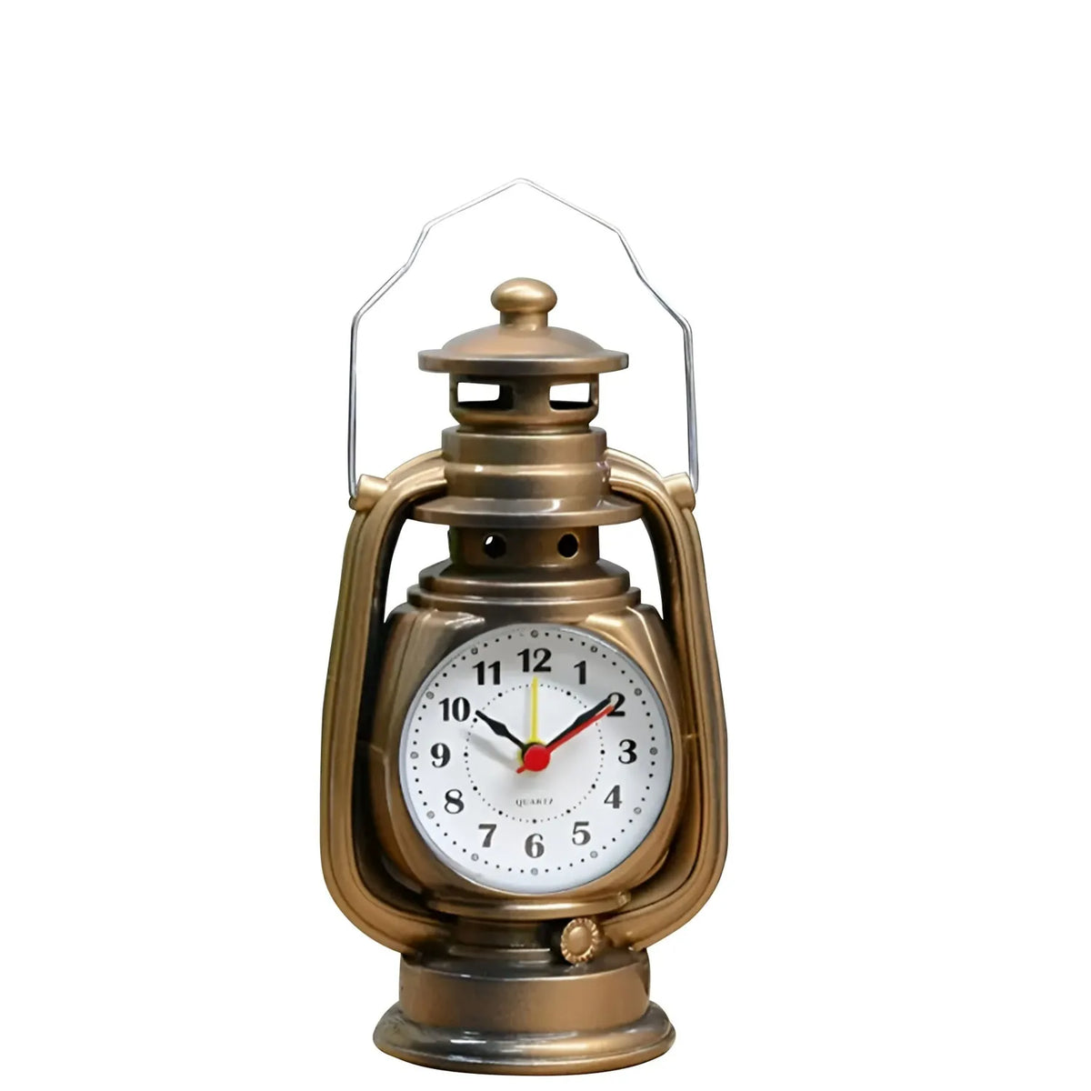 Oil Lamp Alarm Clock – Retro Lantern Design, Yellow Brass Finish