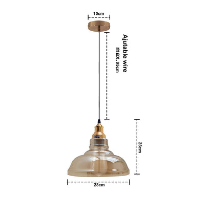 Amber Glass Pendant Light – 5 Shade Styles, Brass Holder, E27 - photo 6