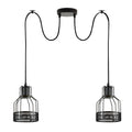 2-Light Spider Pendant – Black Drum Cages, 2 m Cable, E27