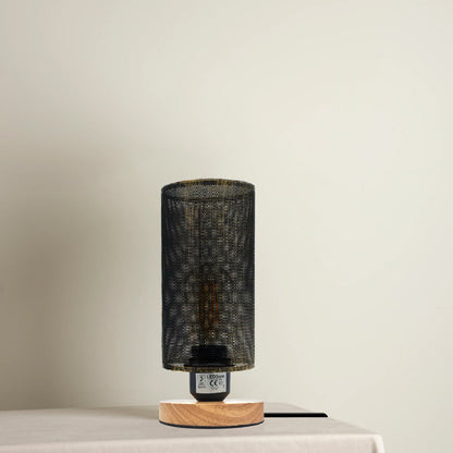 Retro Cage Bedside Table Lamp with Wooden Stand E27 - photo 4