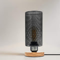 Retro Cage Bedside Table Lamp with Wooden Stand E27