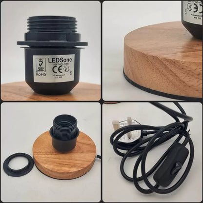 Retro Cage Table Lamp with Wooden Base and On/Off Switch - photo 3