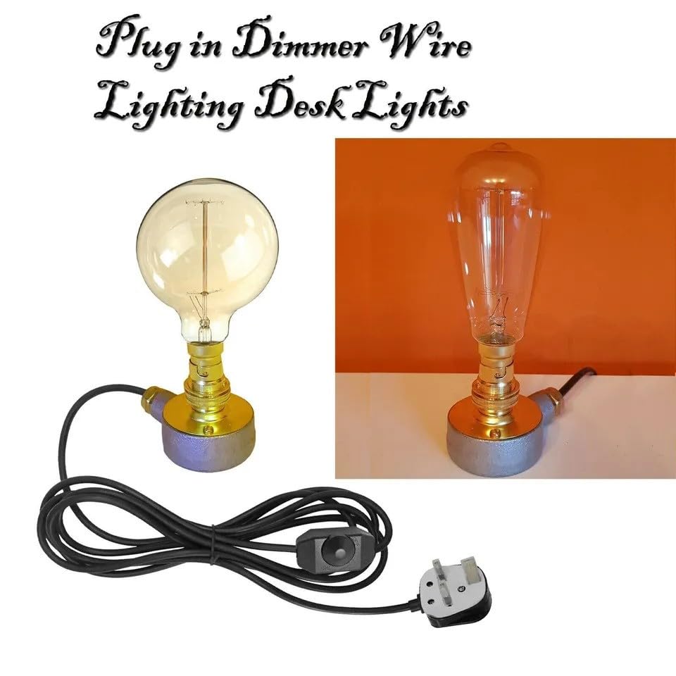 Retro Pipe Desk Lamp with In-Line Dimmer Switch B22 - photo 7