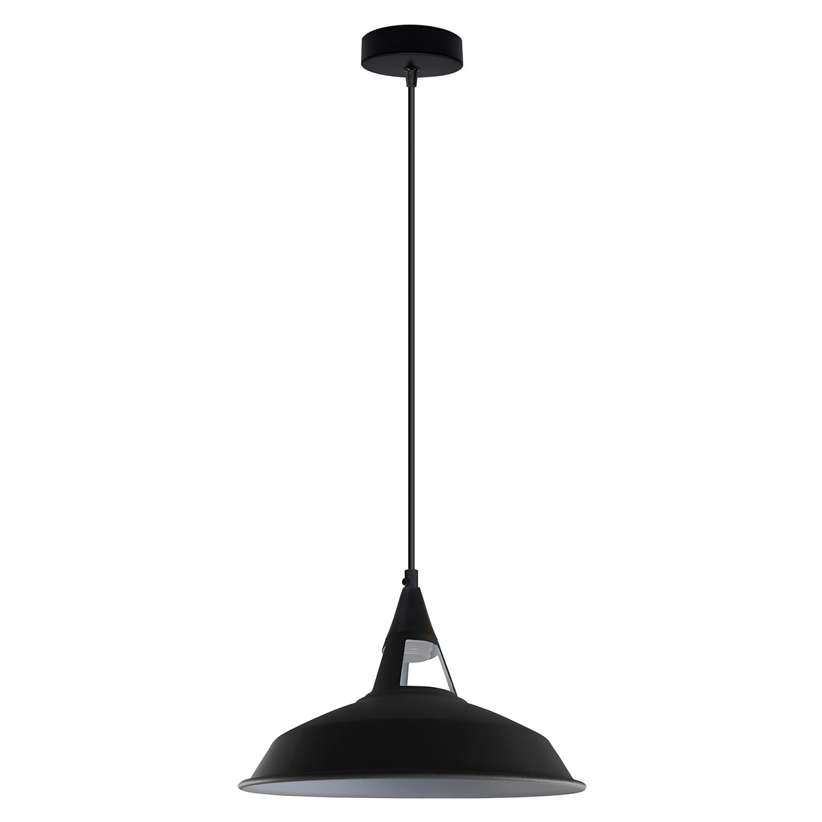 Cone Holder Pendant Light – Black, Copper or Rose Gold, 20+ Shades - Black, Barn Slotted 30 cm Black & White Inner, Without Bulb
