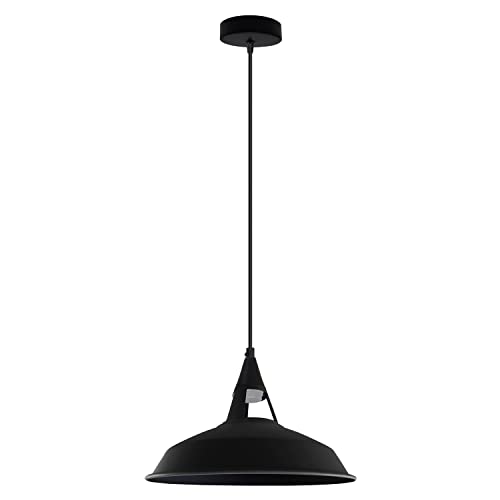Cone Holder Pendant Light – Black, Copper or Rose Gold, 20+ Shades - Black, Barn Slotted 30 cm Black, Without Bulb
