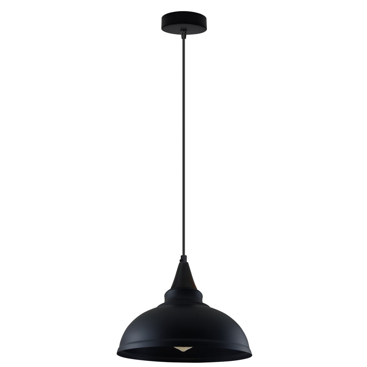 Cone Holder Pendant Light – Black, Copper or Rose Gold, 20+ Shades - Black, Curvy 29 cm Black, Without Bulb
