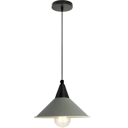 Cone Holder Pendant Light – Black, Copper or Rose Gold, 20+ Shades - Black, Flat Cone 22 cm Grey, Without Bulb