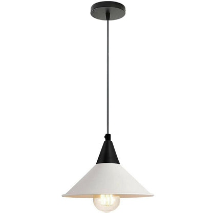 Cone Holder Pendant Light – Black, Copper or Rose Gold, 20+ Shades - Black, Flat Cone 22 cm White, Without Bulb