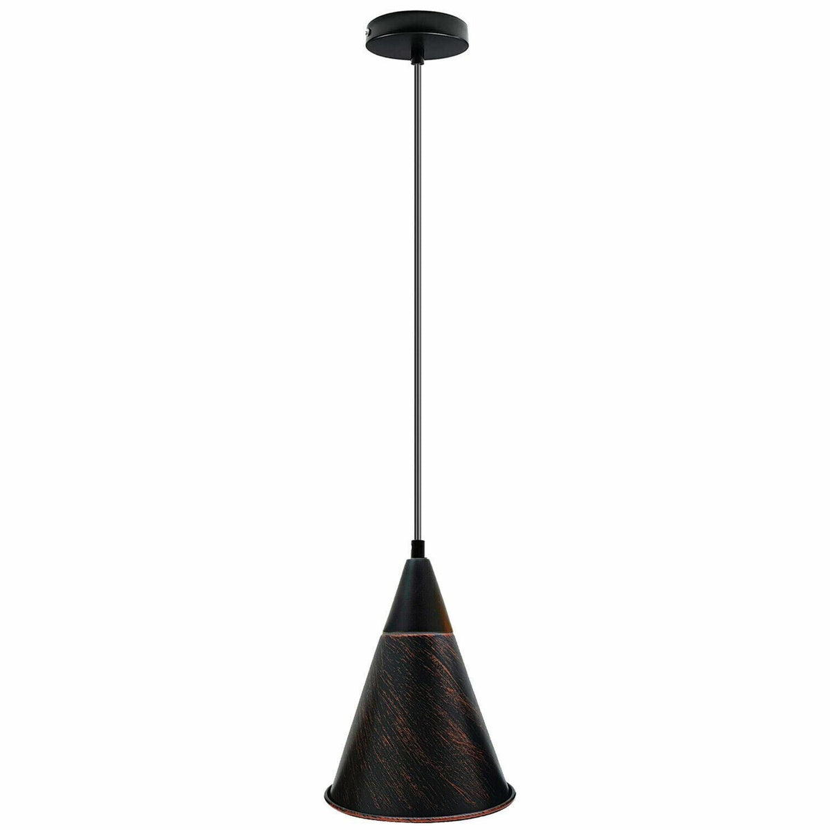 Cone Holder Pendant Light – Black, Copper or Rose Gold, 20+ Shades - Black, Long Cone 18 cm Rustic Red, Without Bulb