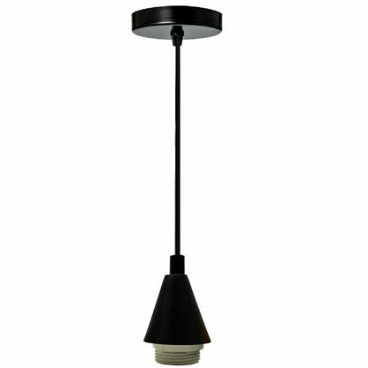 Cone Holder Pendant Light – Black, Copper or Rose Gold, 20+ Shades - Black, No Shade (PHCN1PBRBM) (CRSF100BMPHCN1PBRBM), Without Bulb