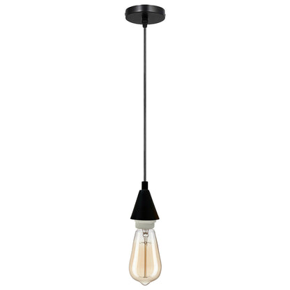 Cone Holder Pendant Light – Black, Copper or Rose Gold, 20+ Shades - Black, No Shade, ST64 LED Bulb 4W