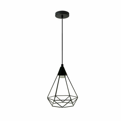 Cone Holder Pendant Light – Black, Copper or Rose Gold, 20+ Shades - Black, Wire Cage Black, Without Bulb