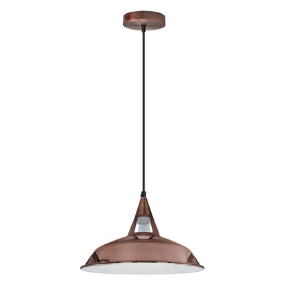 Cone Holder Pendant Light – Black, Copper or Rose Gold, 20+ Shades - Copper, Barn Slotted 30 cm Copper, Without Bulb