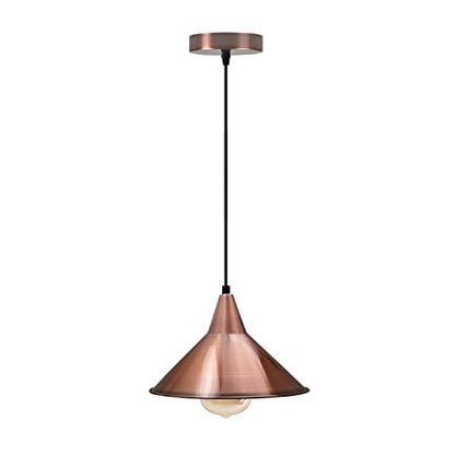 Cone Holder Pendant Light – Black, Copper or Rose Gold, 20+ Shades - Copper, Flat Cone 22 cm Copper, Without Bulb
