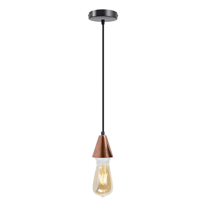 Cone Holder Pendant Light – Black, Copper or Rose Gold, 20+ Shades - Rose Gold, No Shade, ST64 LED Bulb 4W