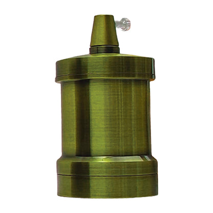 Retro E27 Lamp Holder – IP20, 6 Metal Finishes - Green Brass, Standard, Single