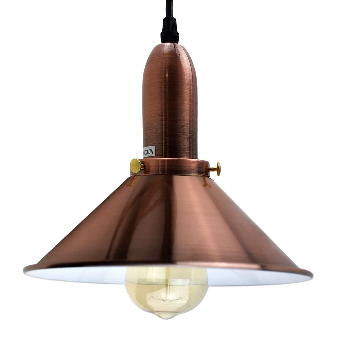 Pendant Light – Copper Cone, Amber Glass Bell or Black & Gold Dome - photo 5