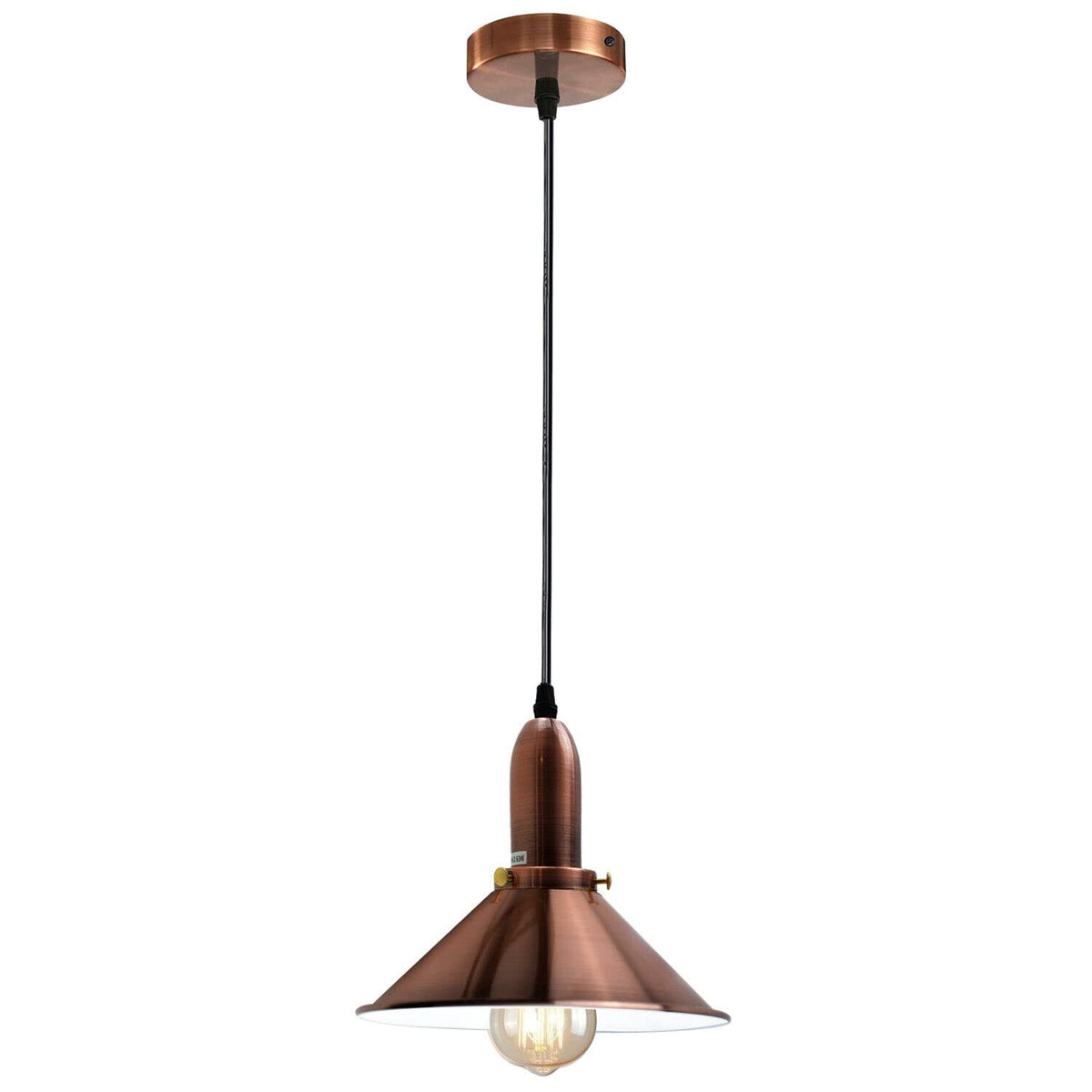 Pendant Light – Copper Cone, Amber Glass Bell or Black & Gold Dome - photo 7