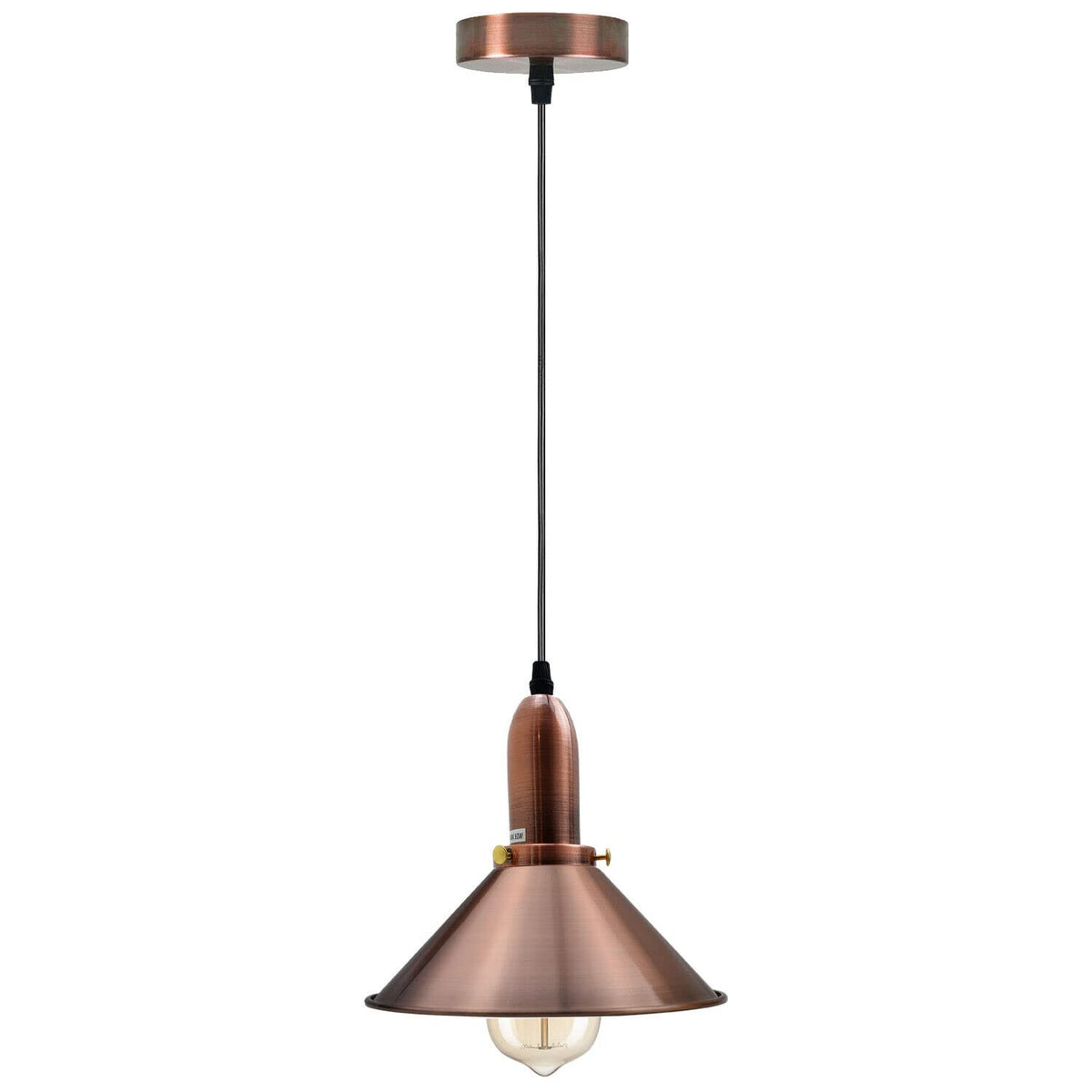 Pendant Light – Copper Cone, Amber Glass Bell or Black & Gold Dome - Copper, Flat Cone 22 cm Copper, Without Bulb