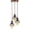 3-Light Cluster Pendant – Copper with Black Cage Shades, E27