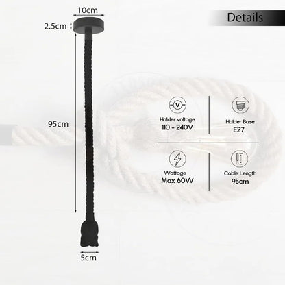 Hemp Rope Pendant Light – Red or Brown, Single or Packs, E27 - photo 7