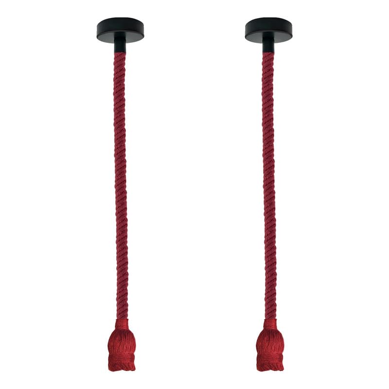 Hemp Rope Pendant Light – Red or Brown, Single or Packs, E27 - Without Bulb, Red, Pack of 2