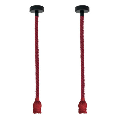 Hemp Rope Pendant Light – Red or Brown, Single or Packs, E27 - Without Bulb, Red, Pack of 2