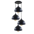 4 Light Tiered Dome Pendant – Black, 21 cm Shades, E27