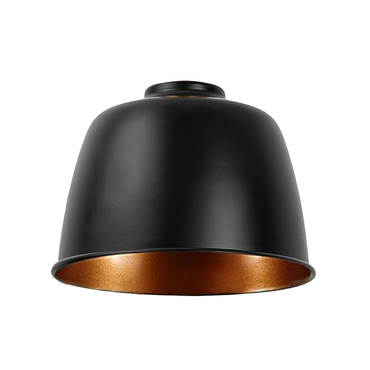 Retro Dome Lamp Shade 15-18 cm – Easy Fit, 15 Colours - Black & Gold, 18 cm with Reducer Ring, Single