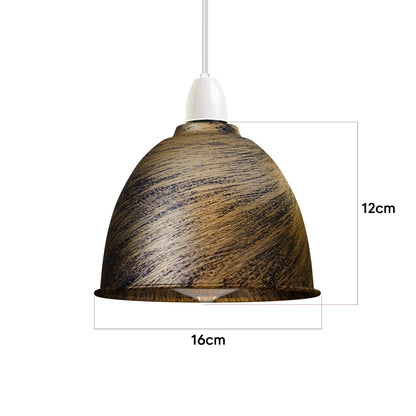 Retro Dome Lamp Shade 15-18 cm – Easy Fit, 15 Colours - Brushed Copper, 16 cm with Reducer Ring, Pack of 2