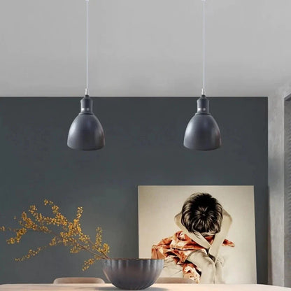 Retro Dome Lamp Shade 15-18 cm – Easy Fit, 15 Colours - Grey, 15 cm with Reducer Ring, Single