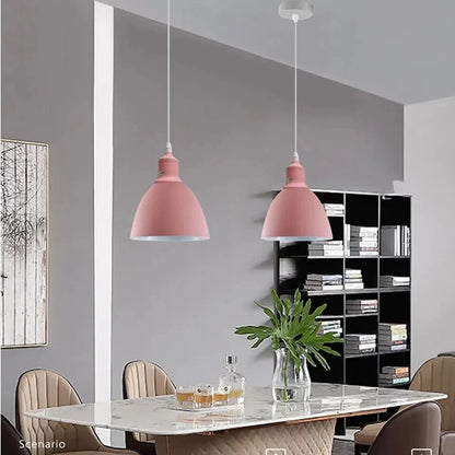 Retro Dome Lamp Shade 15-18 cm – Easy Fit, 15 Colours - Pink, 15 cm with Reducer Ring, Single