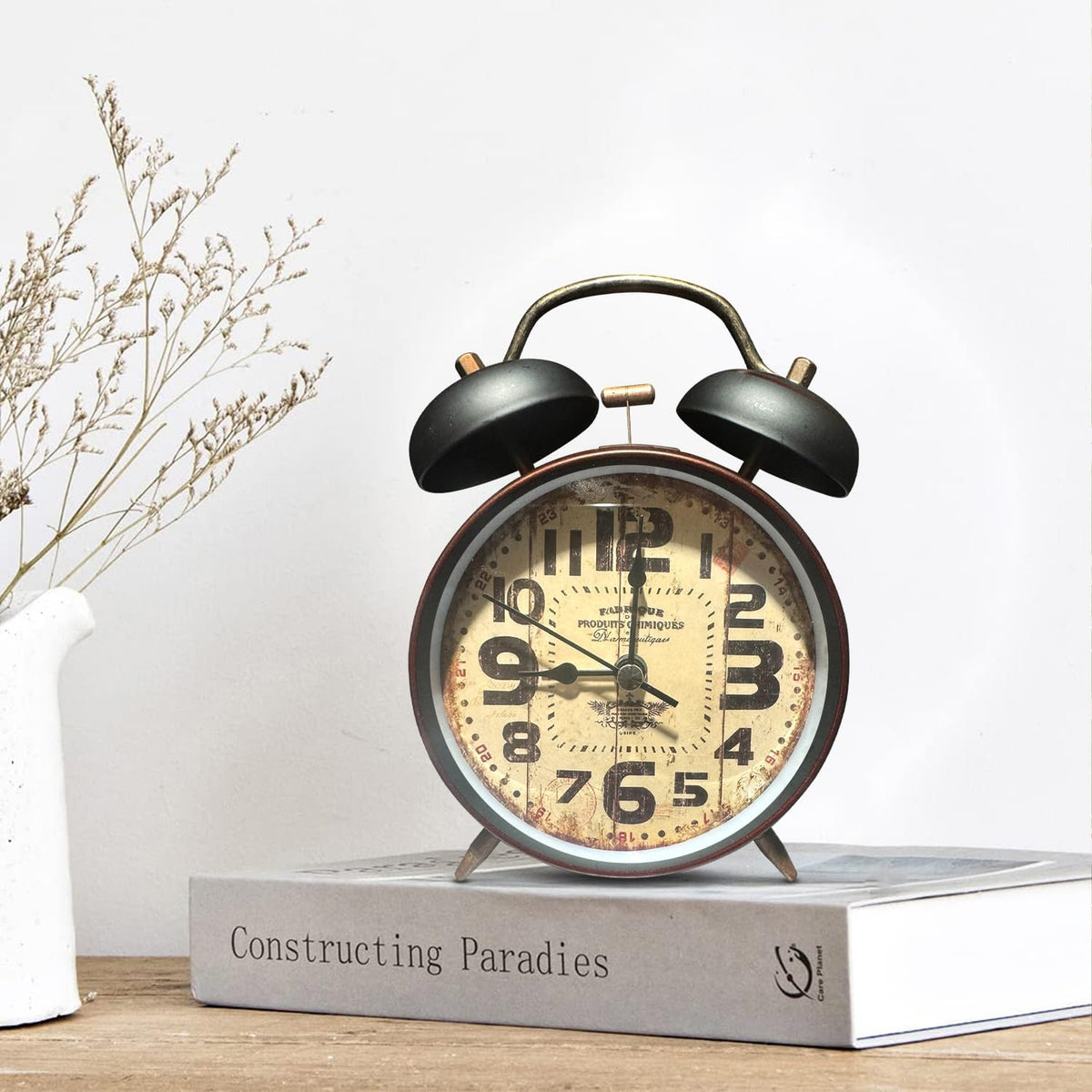 Retro Twin Bell Alarm Clock – Loud Bell, 10 cm, 5 Dial Designs - photo 2