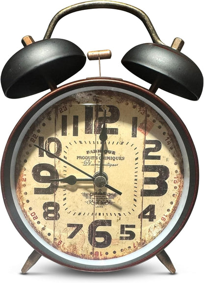 Retro Twin Bell Alarm Clock – Loud Bell, 10 cm, 5 Dial Designs - Fabrique, Large Numbers