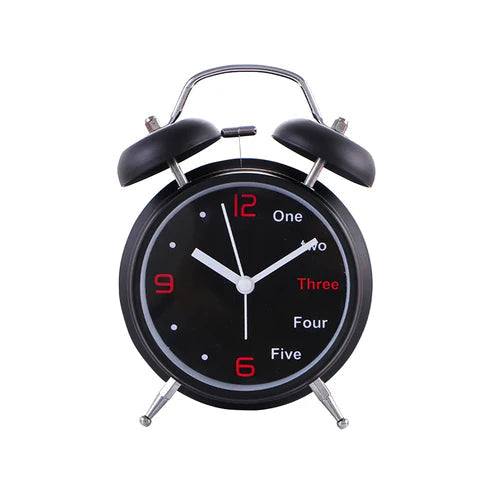 Retro Twin Bell Alarm Clock – Loud Bell, 10 cm, 5 Dial Designs - Black, Modern Dial