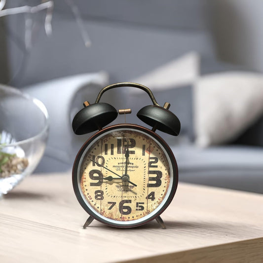 Retro Twin Bell Alarm Clock – Loud Bell, 10 cm, 5 Dial Designs