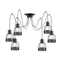 6-Arm Spider Pendant with Birdcage Shades – Black, E27