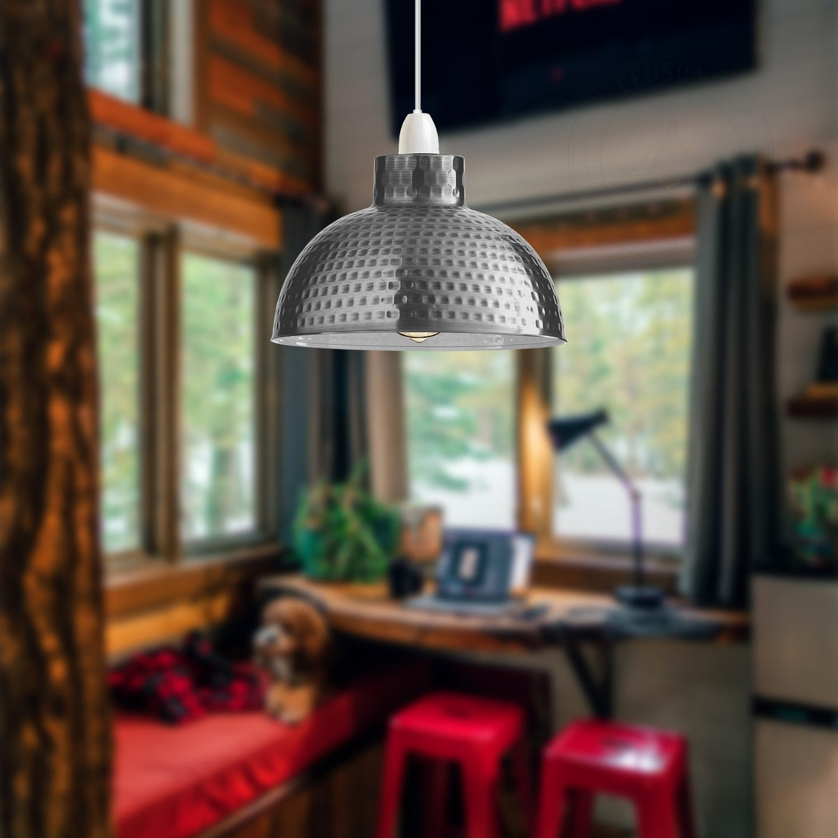 Hammered Dome Lamp Shade 26 cm – Easy Fit, 4 Metal Finishes - photo 10