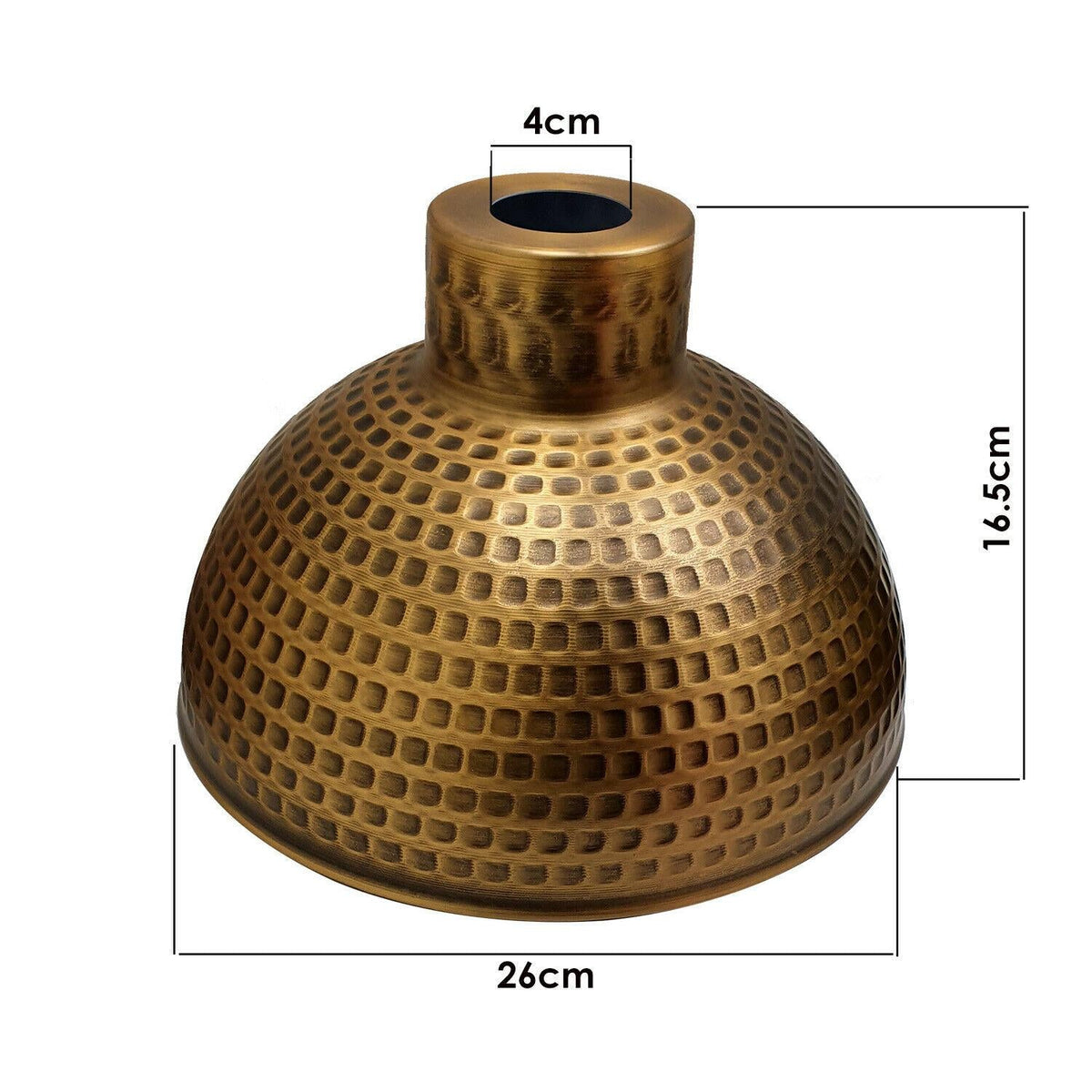 Hammered Dome Lamp Shade 26 cm – Easy Fit, 4 Metal Finishes - photo 4
