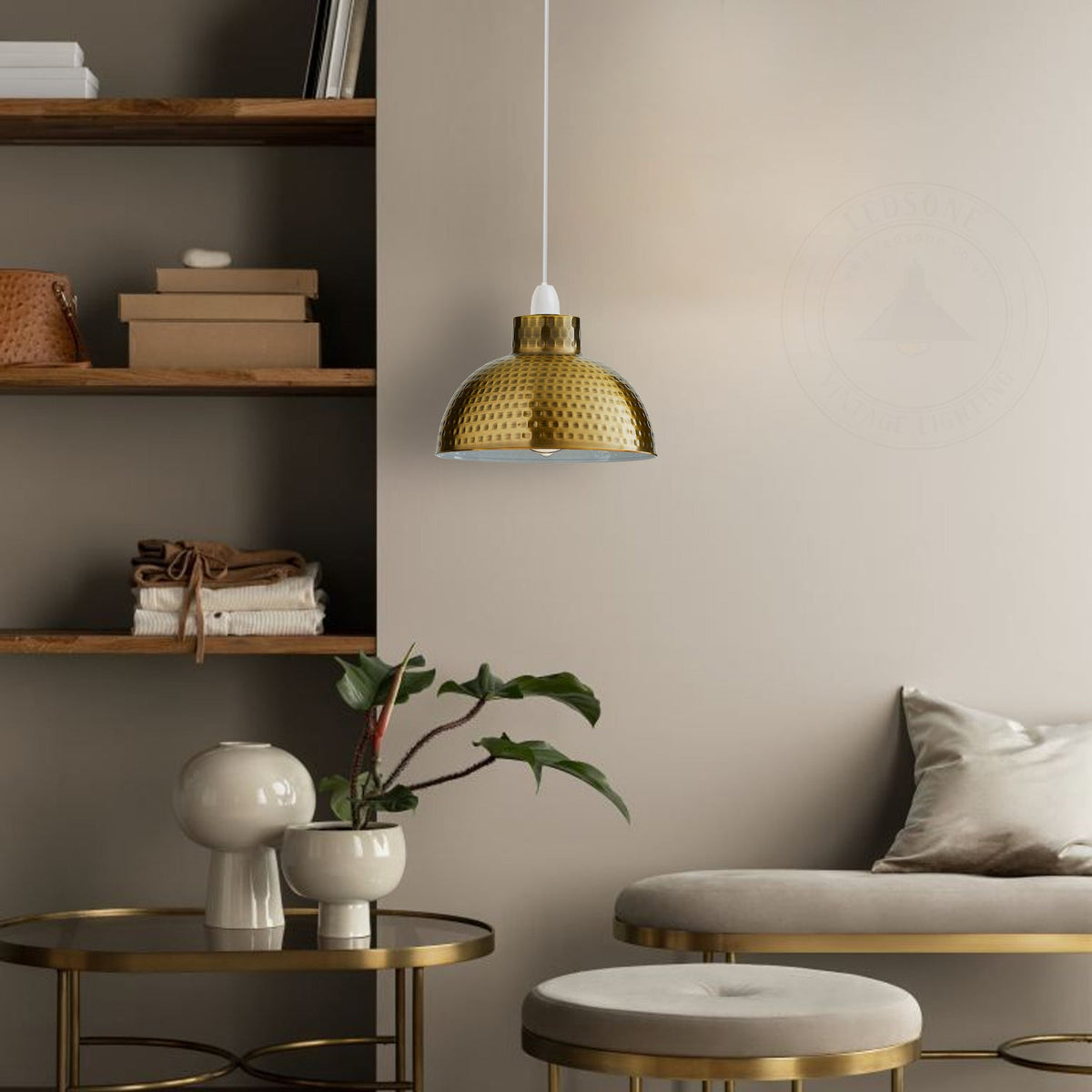 Hammered Dome Lamp Shade 26 cm – Easy Fit, 4 Metal Finishes - photo 6