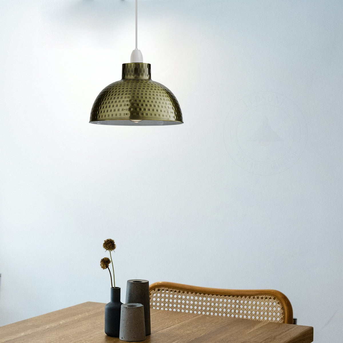 Hammered Dome Lamp Shade 26 cm – Easy Fit, 4 Metal Finishes - photo 7