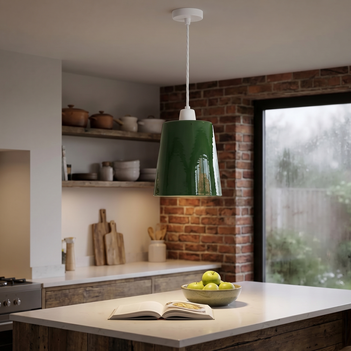Small Cone Lamp Shade 15 cm – Easy Fit, 10 Colours - Green, 15 cm with Reducer Ring, Single