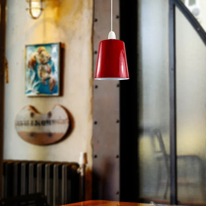 Small Cone Lamp Shade 15 cm – Easy Fit, 10 Colours - Red, 15 cm with Reducer Ring, Single