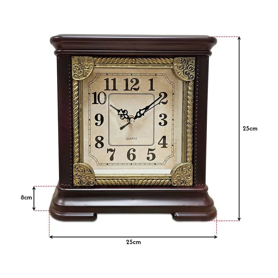 Square Mantel Clock – Gold-Tone Frame, 25 cm, Brown or White - photo 3