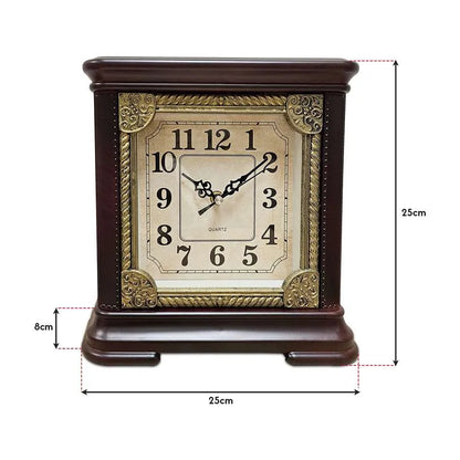 Square Mantel Clock – Gold-Tone Frame, 25 cm, Brown or White - photo 3