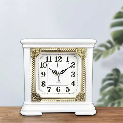 Square Mantel Clock – Gold-Tone Frame, 25 cm, Brown or White - photo 6