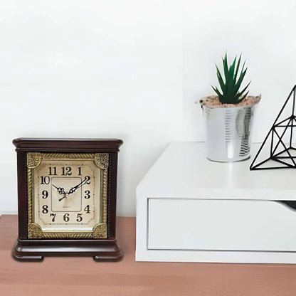 Square Mantel Clock – Gold-Tone Frame, 25 cm, Brown or White - photo 7