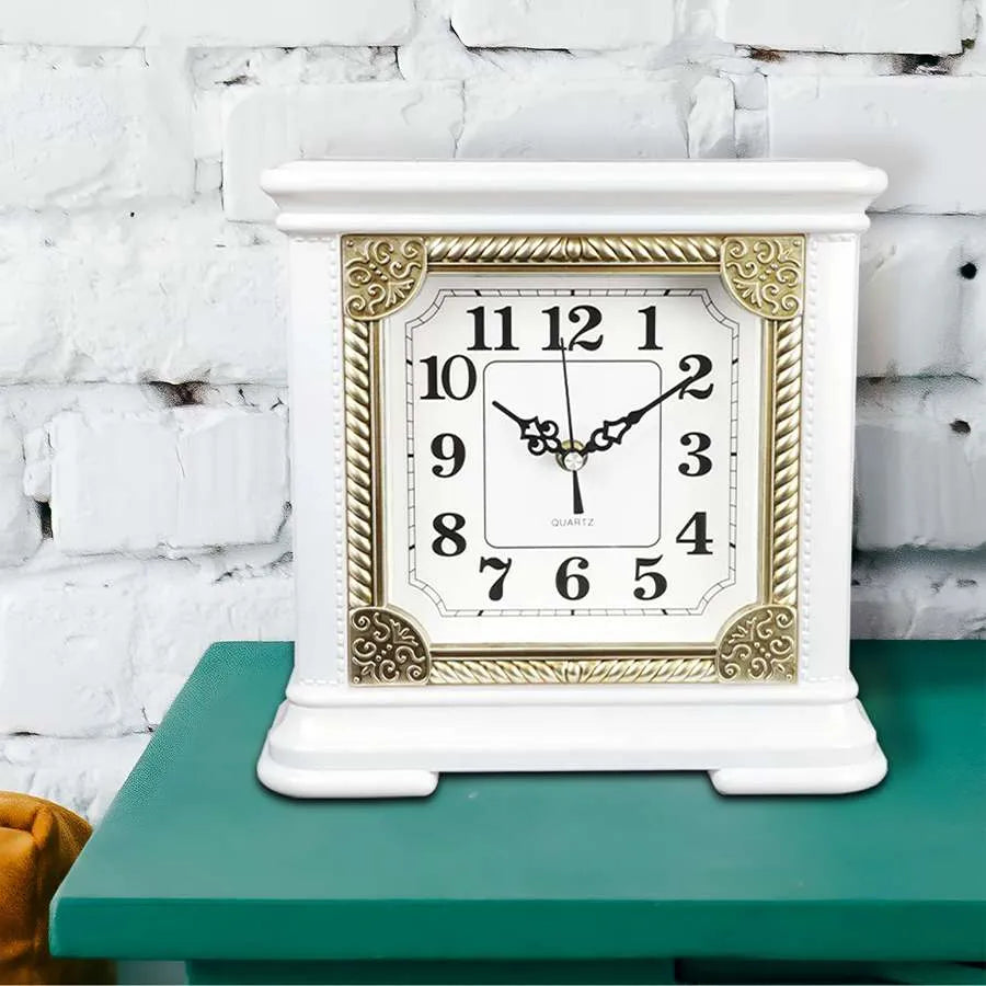 Square Mantel Clock – Gold-Tone Frame, 25 cm, Brown or White - photo 8