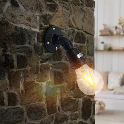 Water Pipe Wall Light Holder – Black, E27, Wall or Ceiling - photo 2