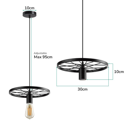 Wagon Wheel Pendant Light – 30 cm, E27, 5 Finishes - photo 2